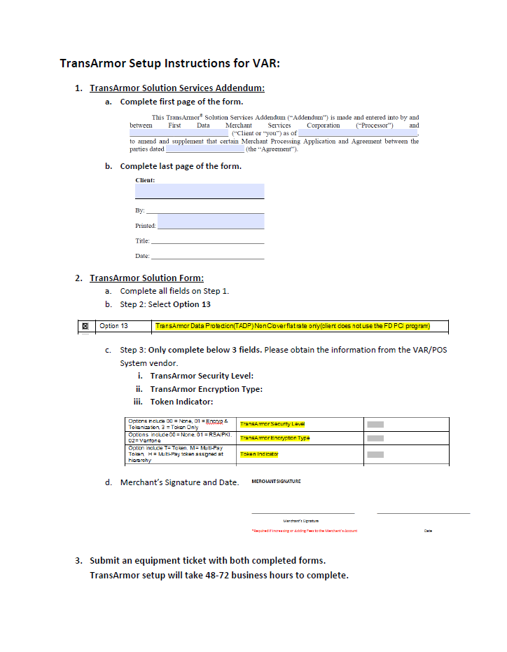 TransArmor Setup Instructions