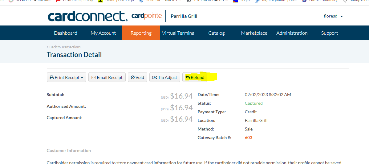 Refunds on CardConnect