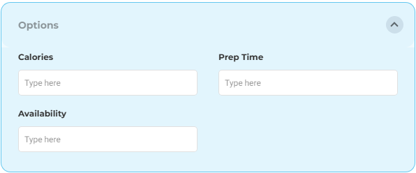 Menu Items: Advanced Settings - Options