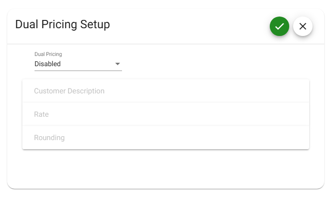 Dual Pricing Setup
