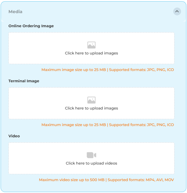 Menu Items: Advanced Settings - Media